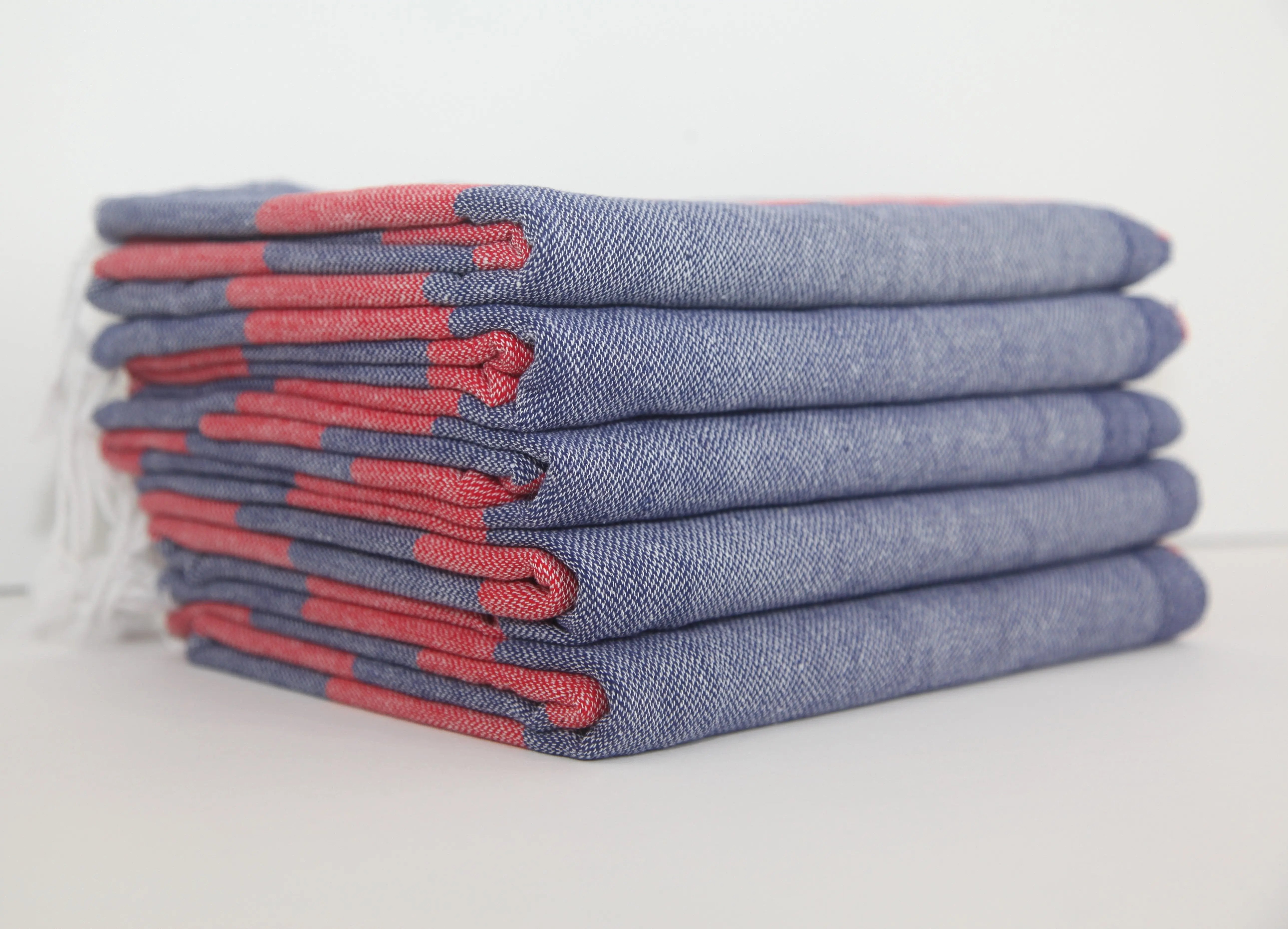 Monaco Red Navy Stripe Turkish Towel 100 Percent Natural Cotton 40 Inch by 70 Inch - Love Salve